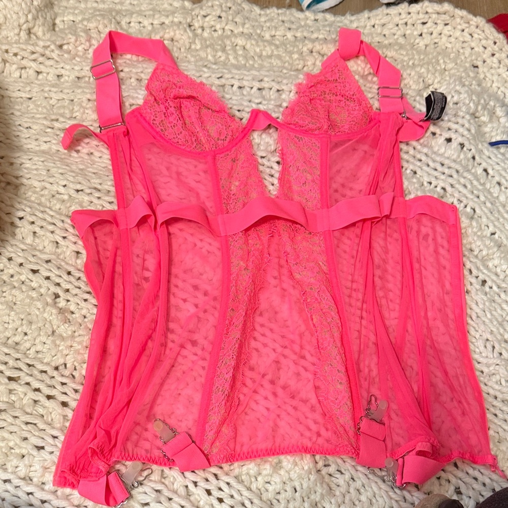 Victoria's Secret Neon Pink Lace Bustier